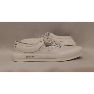 Sperry Womens White Soletide Leather Sneakers Slip-Ons Shoes Size 7.5 #STS86218